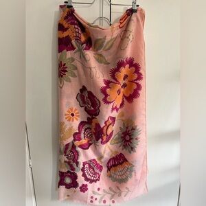 Floral Patterned Scarf in Pink and Orange